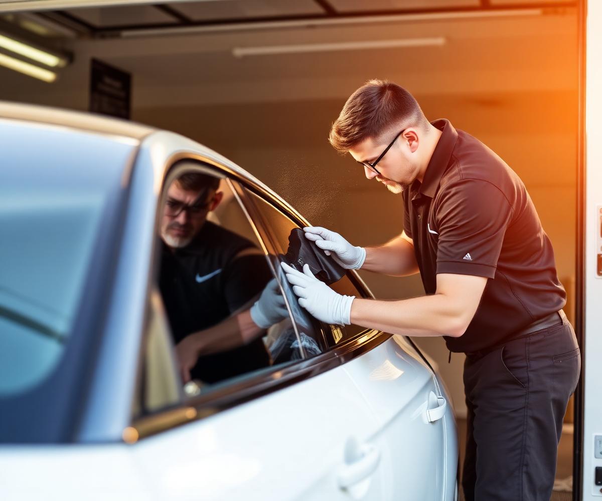 Detailer finishing a car during a mobile house call