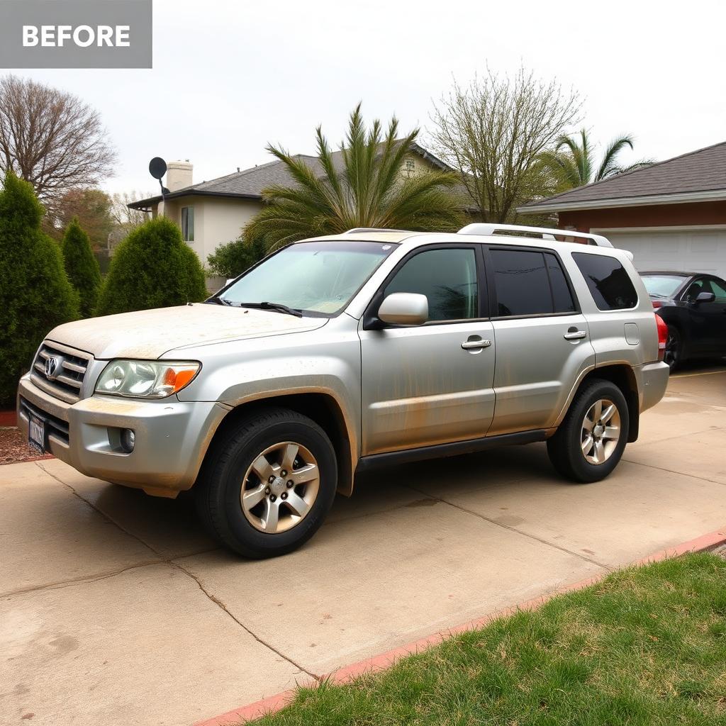 Dusty SUV before a mobile detail